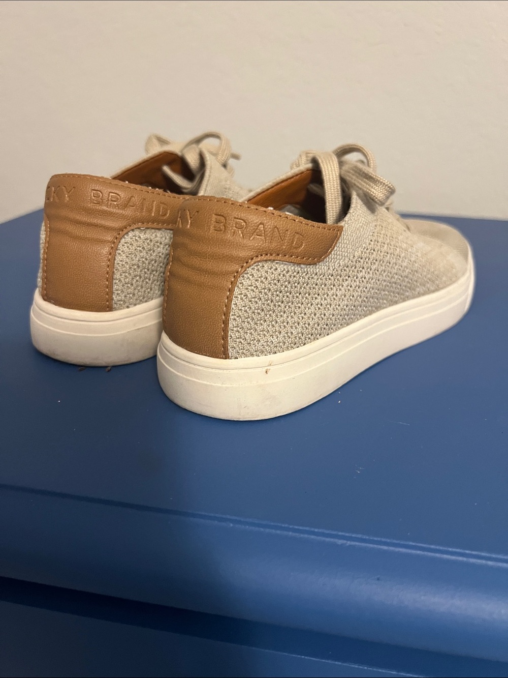 Lucky Brand Women's Beige Knit Lace-Up Sneakers